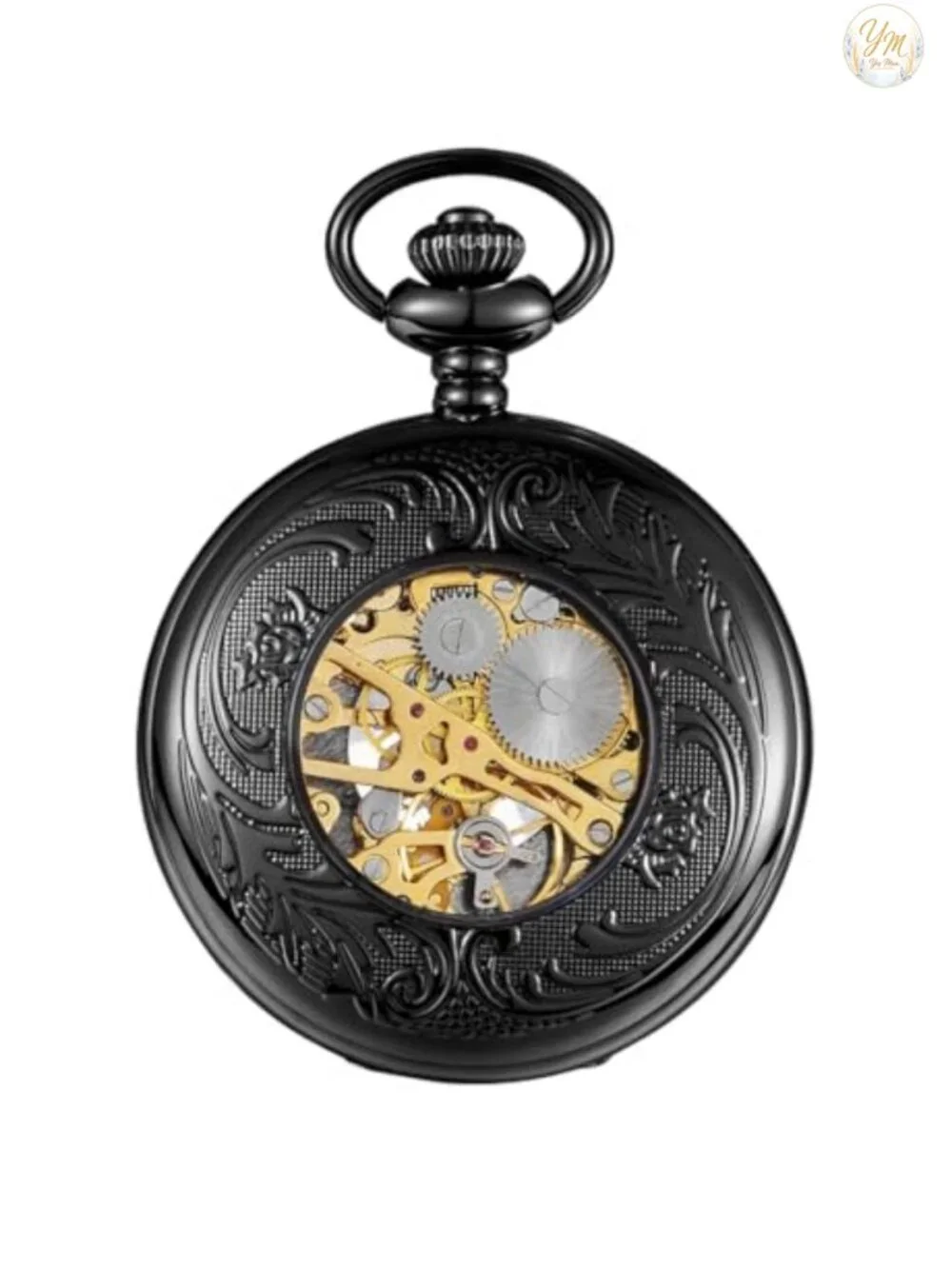 Men's Vintage Pocket Watch with Chain Hand Wind Mechanical Steampunk Skeleton